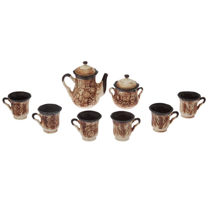 Чайный набор, 8 предметов: чайник 1 л, сахарница 0,5 л, 6 кружек 0,17 л