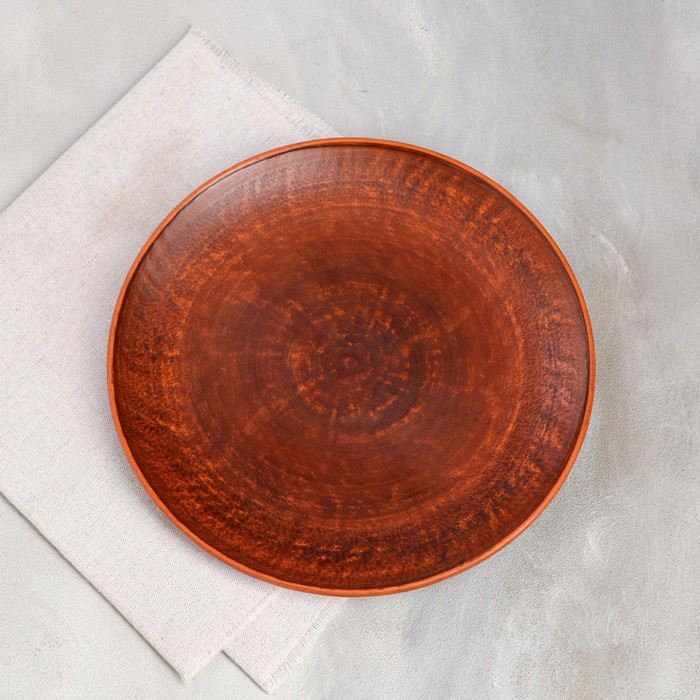 Тарелка плоская "Гладкая", красная глина, 25 см