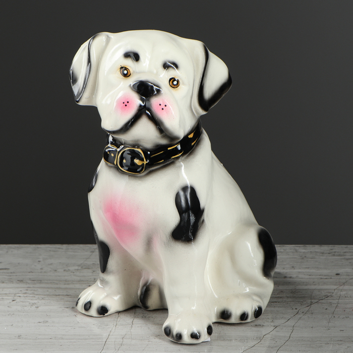 Копилка "Тузик" глянец, белая, пятно