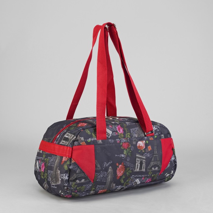 Сумка спортивная на молнии "Париж", 1 отдел, 1 наружный карман, синий/красный
