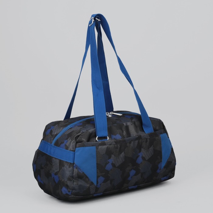 Сумка спортивная на молнии "Ромбы", 1 отдел, 1 наружный карман, чёрный/синий