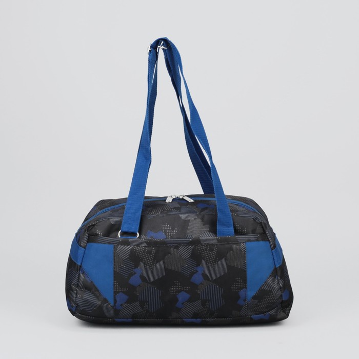 Сумка спортивная на молнии "Ромбы", 1 отдел, 1 наружный карман, чёрный/синий