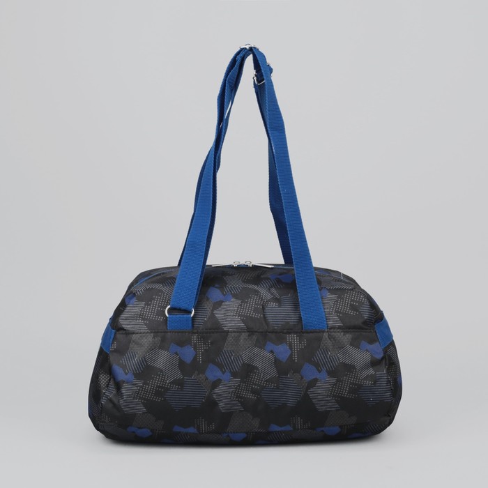 Сумка спортивная на молнии "Ромбы", 1 отдел, 1 наружный карман, чёрный/синий