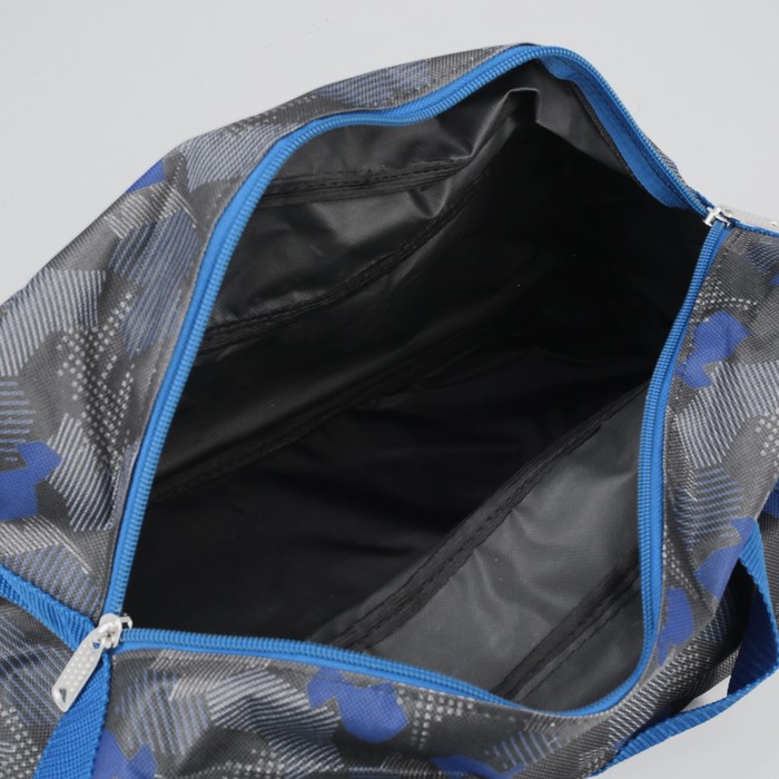 Сумка спортивная на молнии "Ромбы", 1 отдел, 1 наружный карман, чёрный/синий