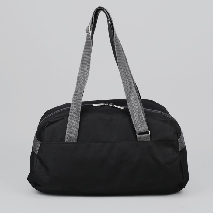Сумка спортивная на молнии, 1 отдел, 1 наружный карман, чёрный/серый