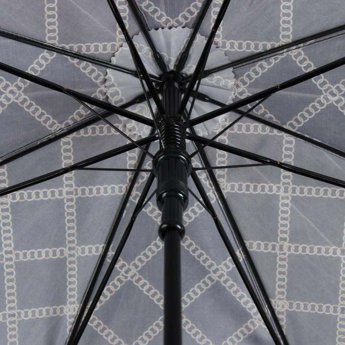 Зонт-трость "Клетка", полуавтоматический, R=54см, цвет золотисто-чёрный