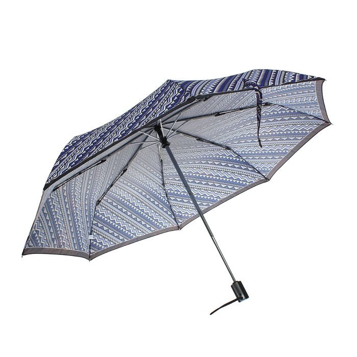 Зонт автоматический "Узор", R=52см, цвет серый/фиолетовый