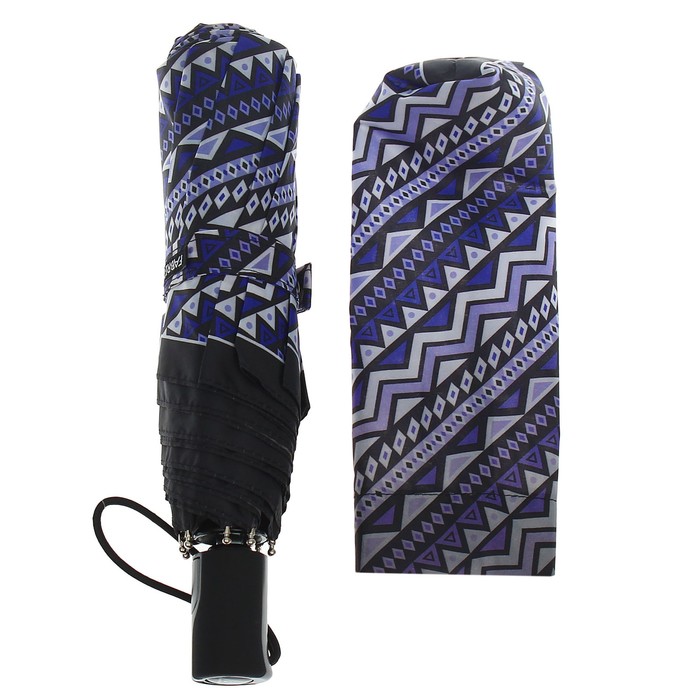 Зонт автоматический "Узор", R=52см, цвет серый/фиолетовый