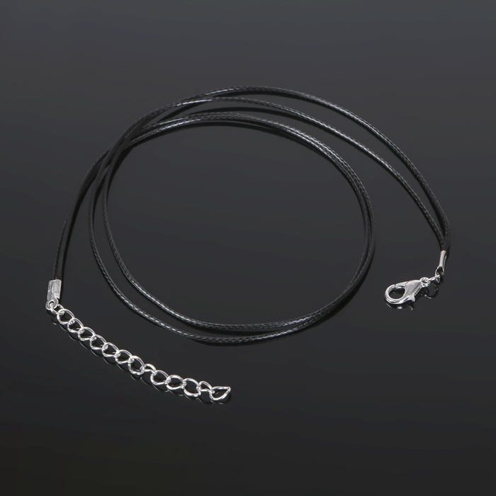 шнурок вощёный 43 см с удлинителем цвет чёрный jf 010 Шнурок из полиэстера, 43 см с удлинителем, цвет чёрный
