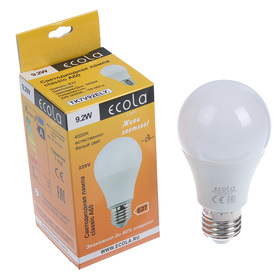 Лампа светодиодная Ecola, А60, E27, 9.2 Вт, 4000 K, 110x60 мм, матовый шар