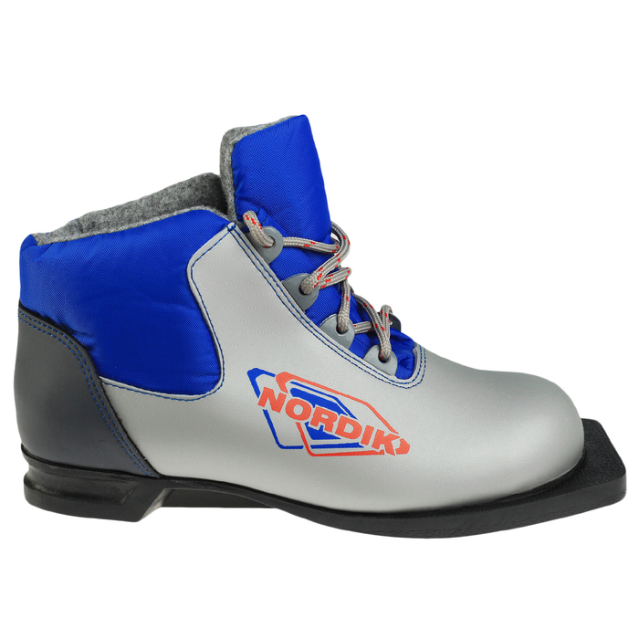 Ботинки лыжные Spine Nordik 43/2, NN75, искусственная кожа, искусственная кожа, цвет серебристый/синий, лого красный, размер 30