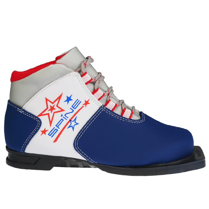 Ботинки лыжные Spine Kids 299/1, NN75, искусственная кожа, искусственная кожа, цвет белый/синий, лого красный, размер 30