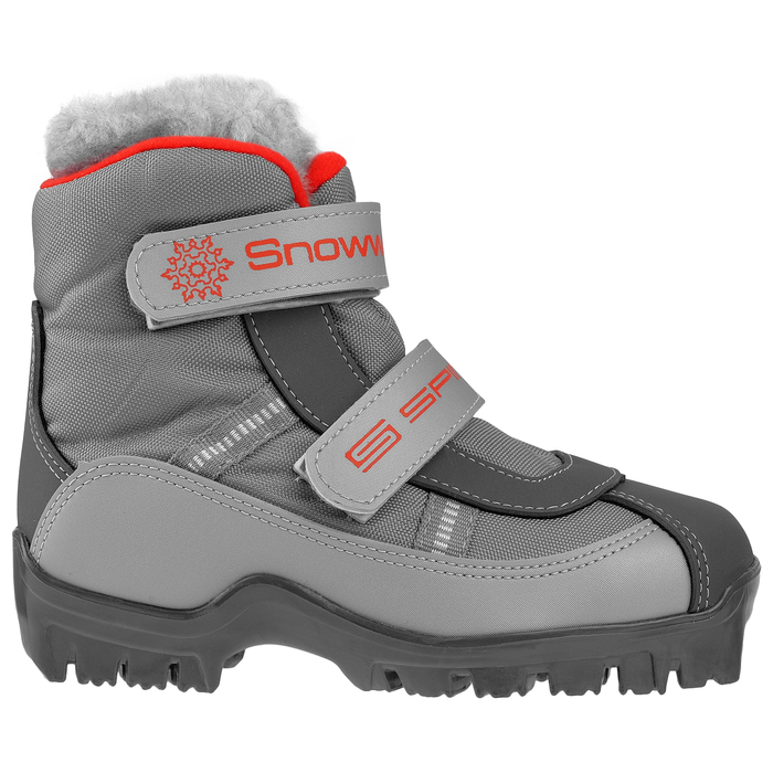 Ботинки лыжные SPINE Baby 103, SNS, искусственная кожа, цвет серый, лого красный, размер 29-30