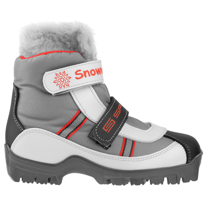 Ботинки лыжные SPINE Baby 103, SNS, искусственная кожа, цвет серый, лого красный, размер 31-32