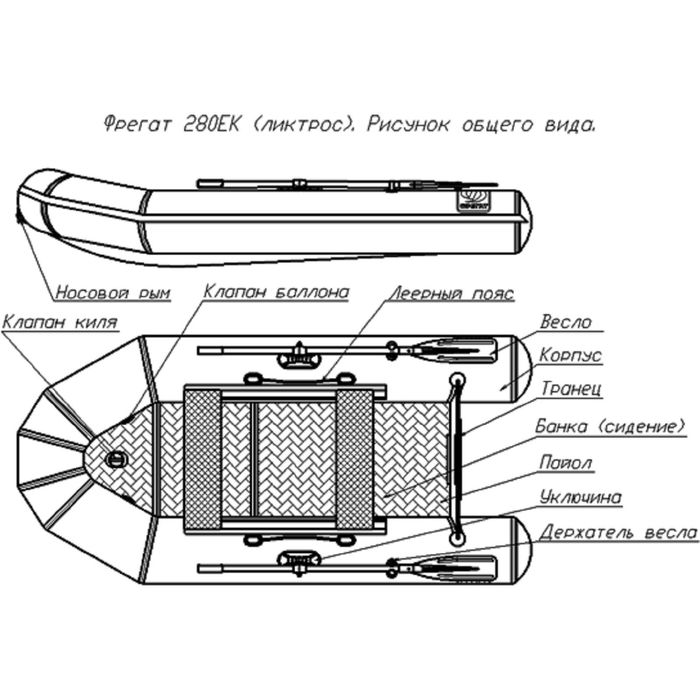 Лодка "Фрегат 280 EК" с системой ликтрос-ликпаз, зелёная