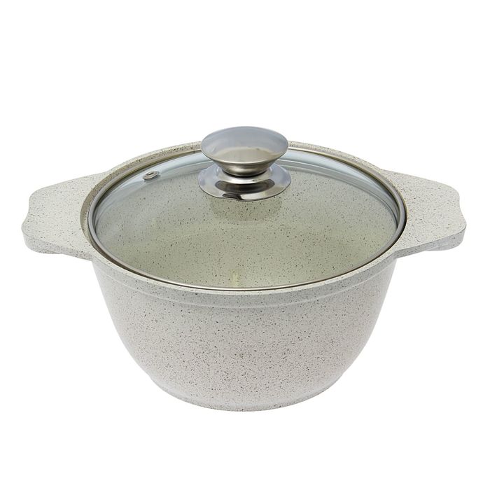 Кастрюля 1 л со стеклянной крышкой, антипригарное покрытие