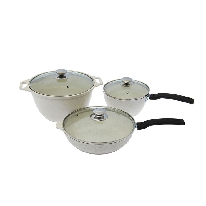 Набор посуды: кастрюля 4 л, сковорода d=24 см, высота 6 см со съемной ручкой, ковш 1,5 л