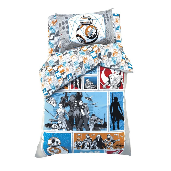 Постельное бельё 1,5 сп "Звездные войны" , размер 143х215 см, 150х214 см, 50х70 см -1 шт., 100% хлопок, поплин 125 г/м2