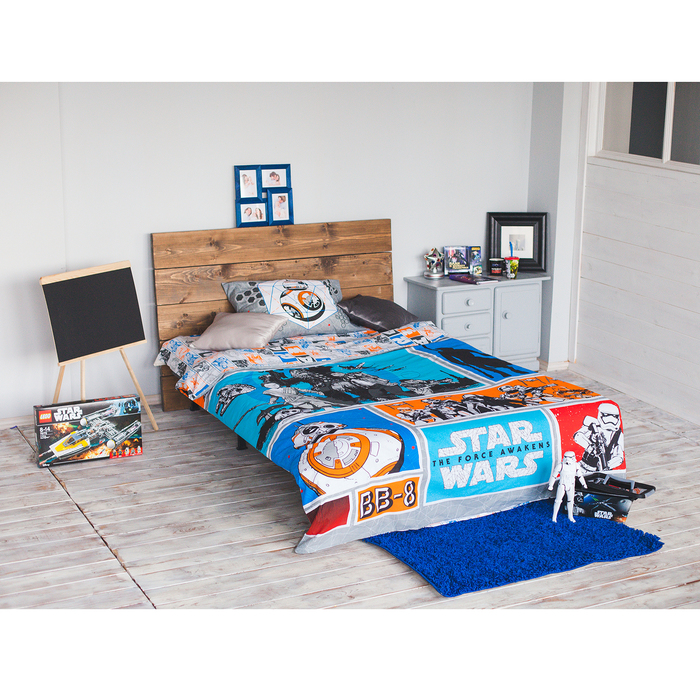 Постельное бельё 1,5 сп "Звездные войны" , размер 143х215 см, 150х214 см, 50х70 см -1 шт., 100% хлопок, поплин 125 г/м2