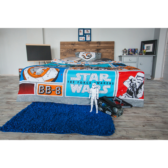 Постельное бельё 1,5 сп "Звездные войны" , размер 143х215 см, 150х214 см, 50х70 см -1 шт., 100% хлопок, поплин 125 г/м2