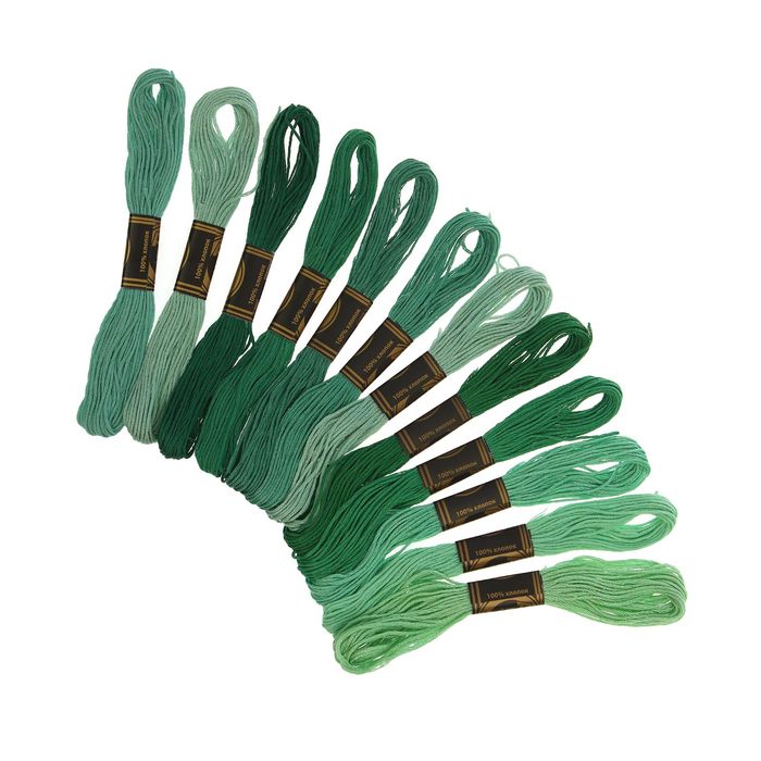 Набор ниток мулине "Спектр бирюзовый", 12шт, 8±1м, цвет бирюзовый