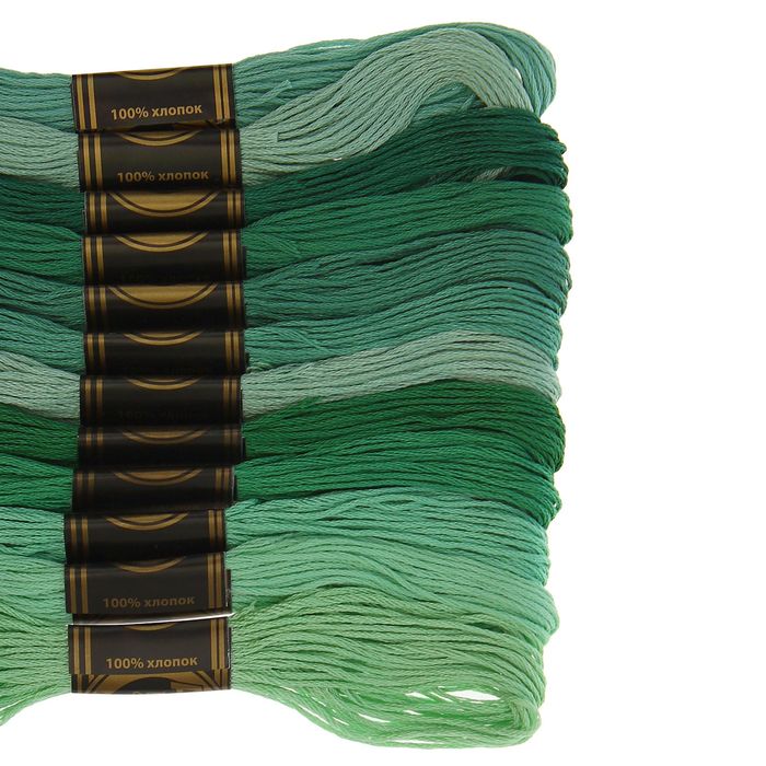 Набор ниток мулине "Спектр бирюзовый", 12шт, 8±1м, цвет бирюзовый