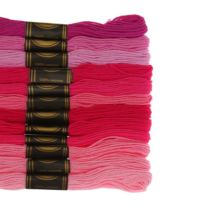 Набор ниток мулине "Спектр малиновый", 12шт, 8±1м, цвет розовый/малиновый/сиреневый