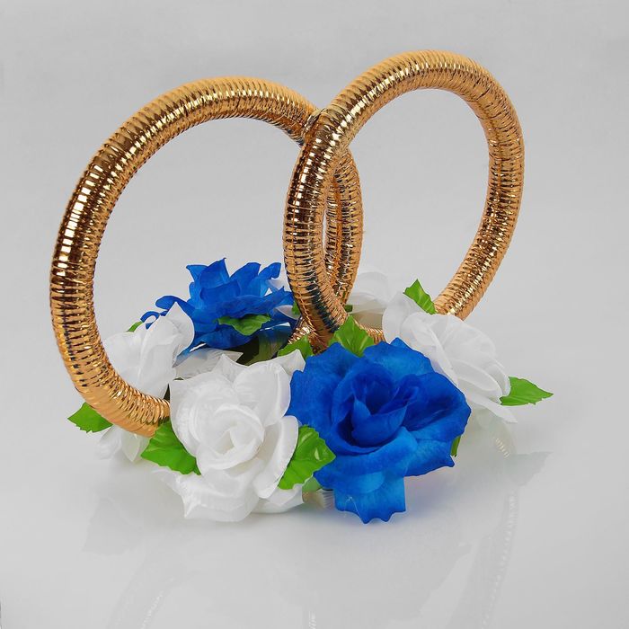 Набор для украшения автомобиля: кольца на крышу, 2 ленты на капот, 2 банта, синий