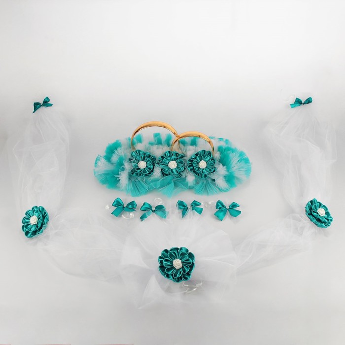 Набор для украшения автомобиля «Канзаши», бело-бирюзовый, микс