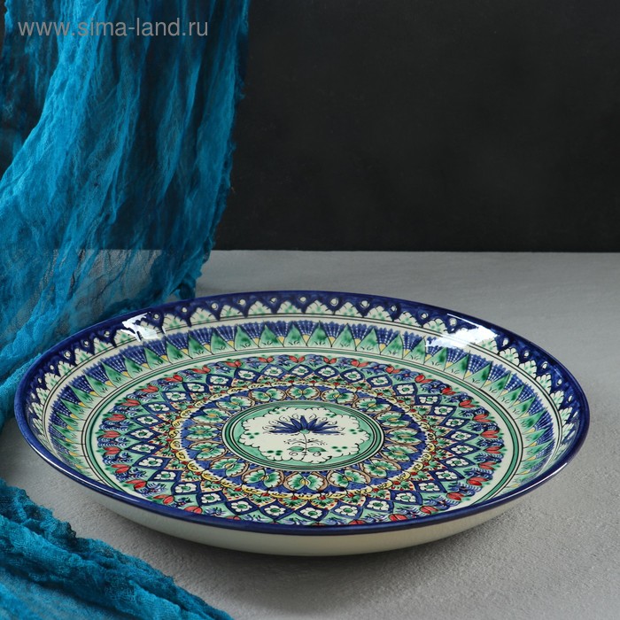 Ляган Риштанская Керамика Узоры, 36 см, синий ляган риштанская керамика узоры 36 см синий