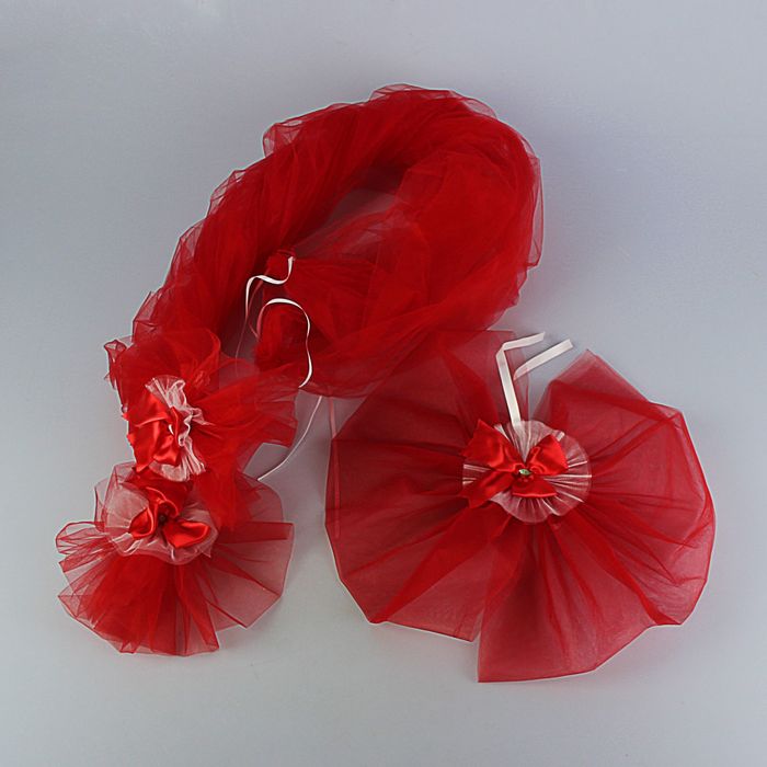 Набор для украшения автомобиля: кольца на крышу, 4 бантика на ручки, бант на радиатор, 2 ленты на капот 1.9 м