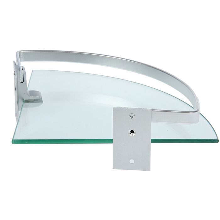 Полка угловая для ванной комнаты, алюминий, стекло