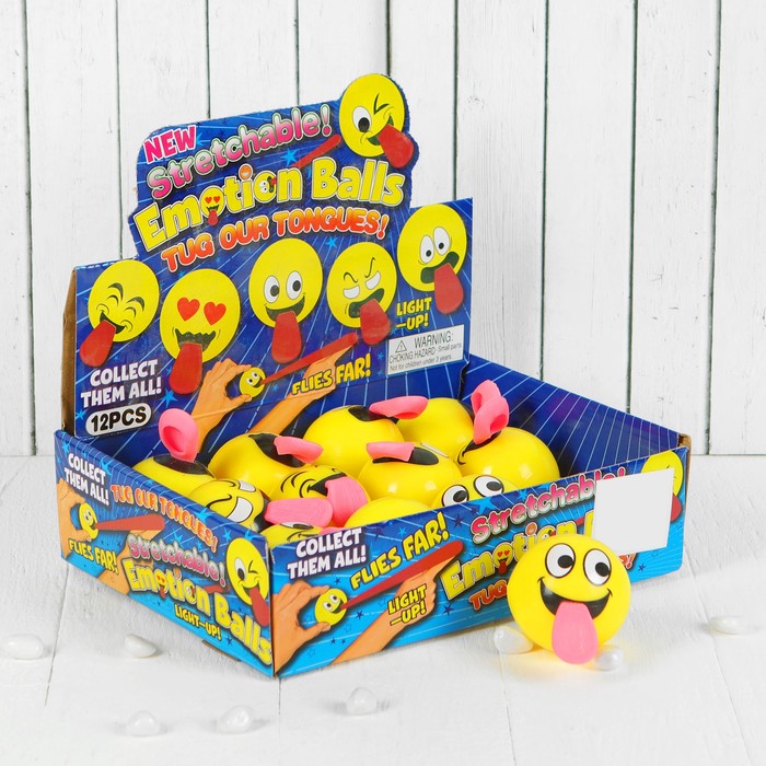 Мяч световой "Смайл" с языком, виды МИКС