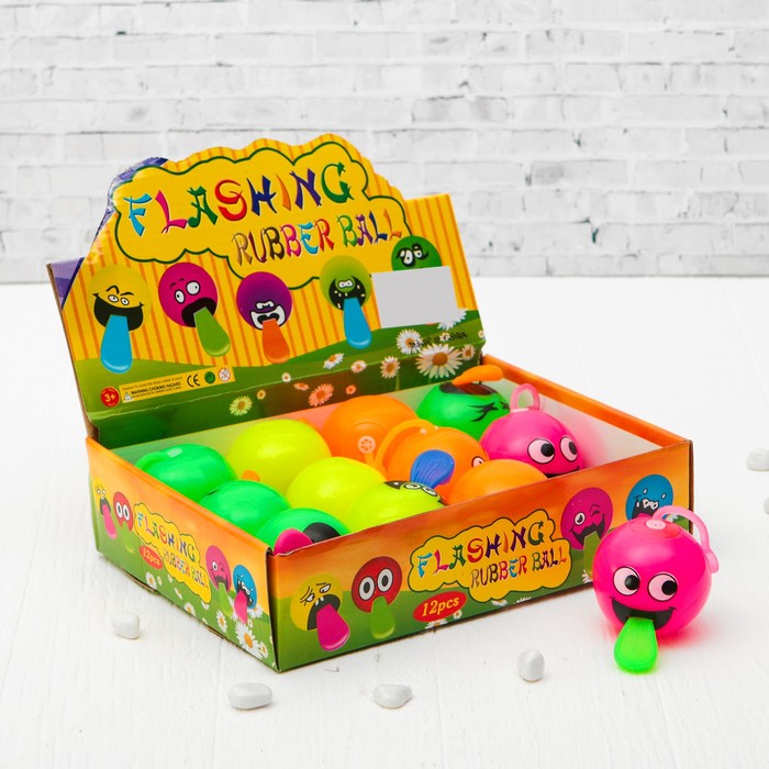 Мяч световой "Смайл" с языком, цвета МИКС