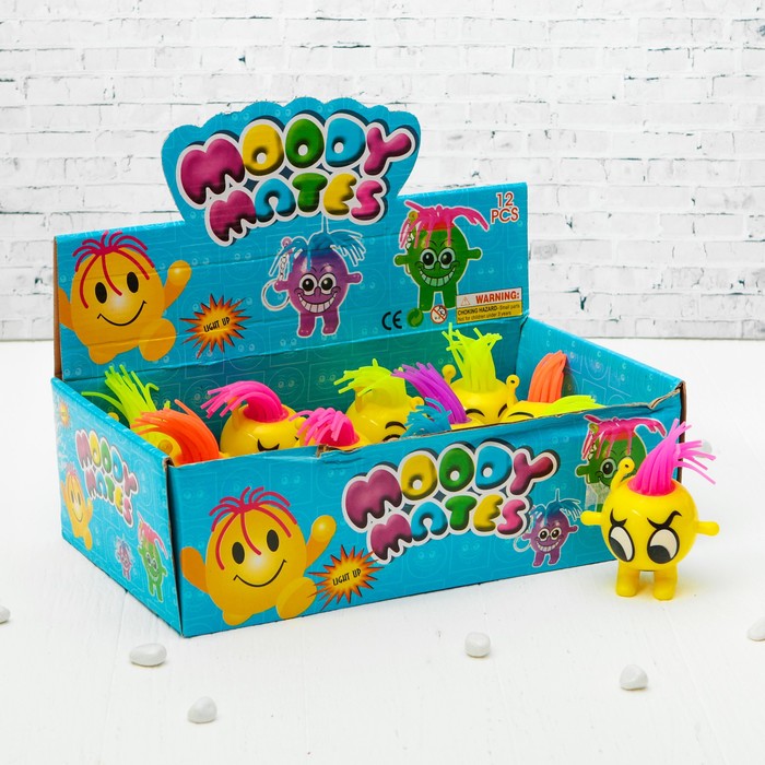 Мяч световой "Смайл" с ножками и волосами, виды МИКС