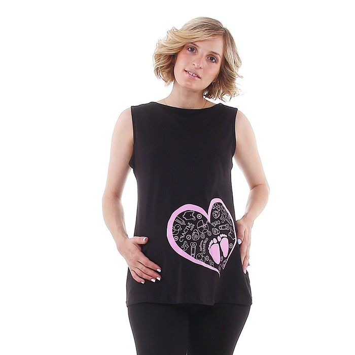 Майка женская Collorista "Сердечко", размер M(46), цвет чёрный, хлопок 100%
