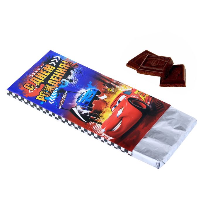 Обертка для шоколада "С Днем рождения" Тачки, 18,2 х 15,5 см