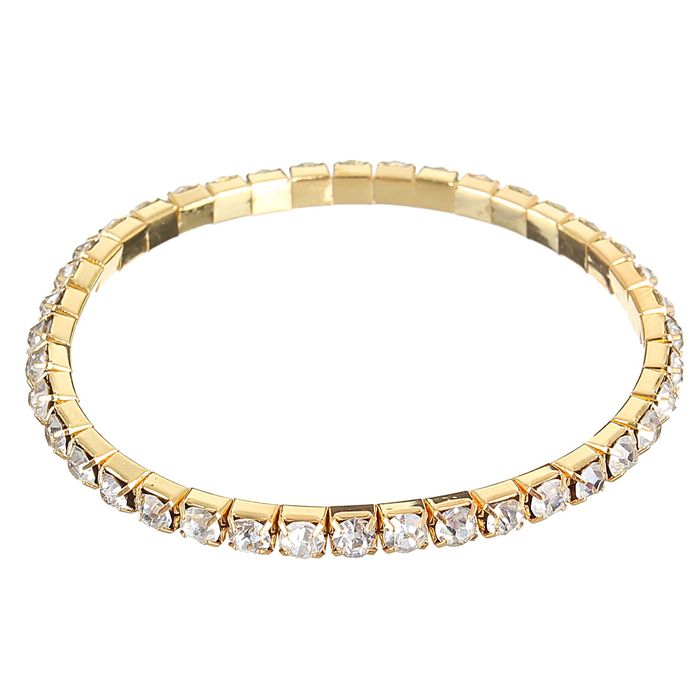 Браслет со стразами "Лёд" 1 ряд, цвет белый в золоте, 4 мм