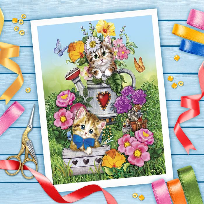 Вышивка лентами "Котята", 35 х 45 см