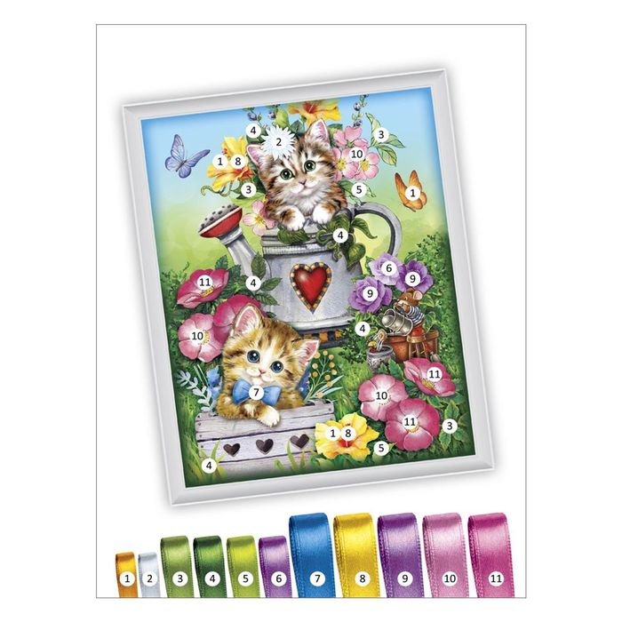 Вышивка лентами "Котята", 35 х 45 см