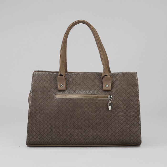 Сумка женская на молнии, 1 отдел, 2 наружных кармана, бежевая