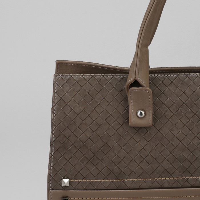 Сумка женская на молнии, 1 отдел, 2 наружных кармана, бежевая