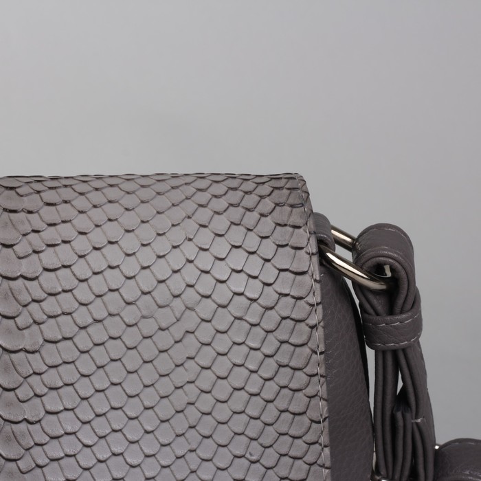 Сумка женская на молнии, 1 отдел, 1 наружный карман, длинный ремень, серая