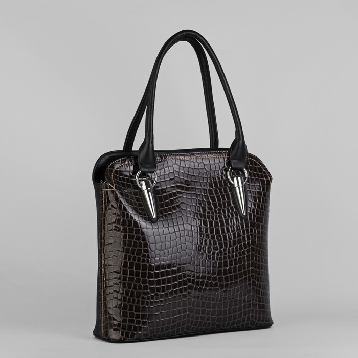 Сумка женская на молнии, 2 отдела, 3 наружных кармана, чёрная