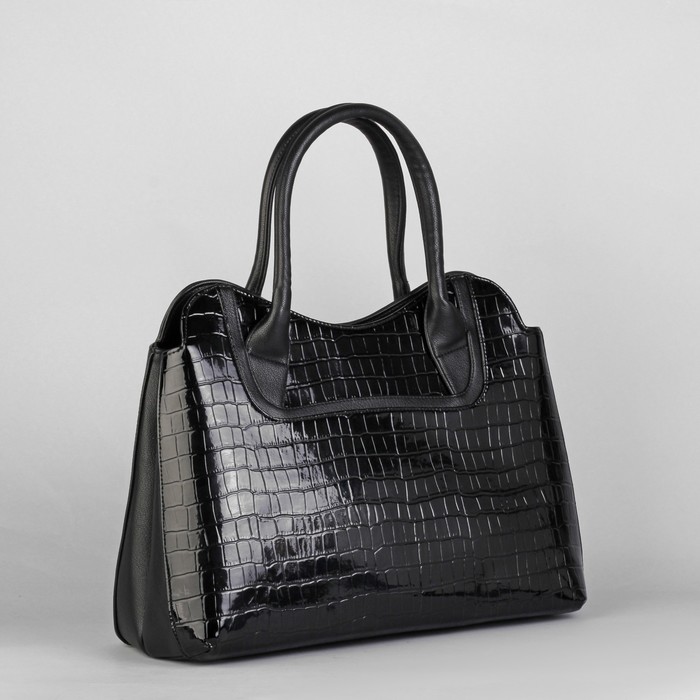 Сумка женская на молнии, 2 отдела, 1 наружный карман, чёрная