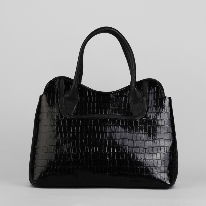 Сумка женская на молнии, 2 отдела, 1 наружный карман, чёрная