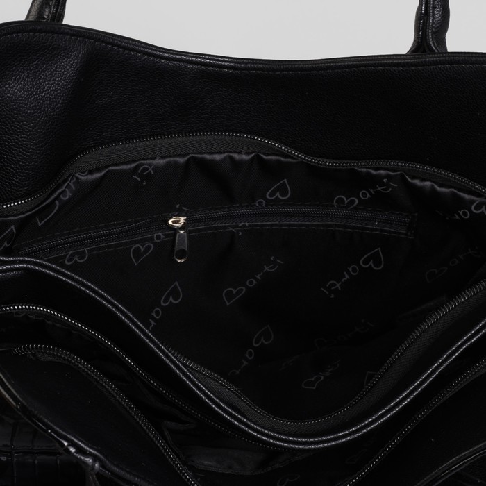 Сумка женская на молнии, 2 отдела, 1 наружный карман, чёрная