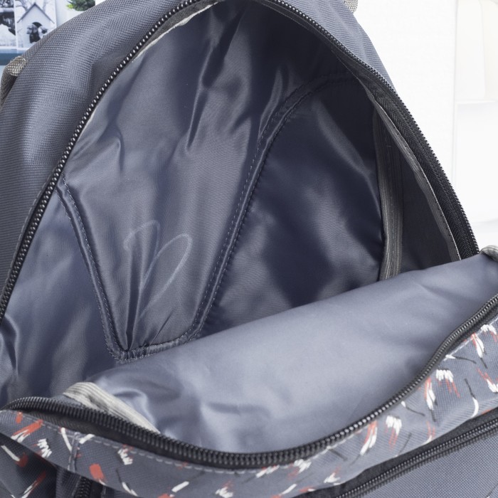 Рюкзак молодёжный на молнии, 1 отдел, 4 наружных кармана, серый