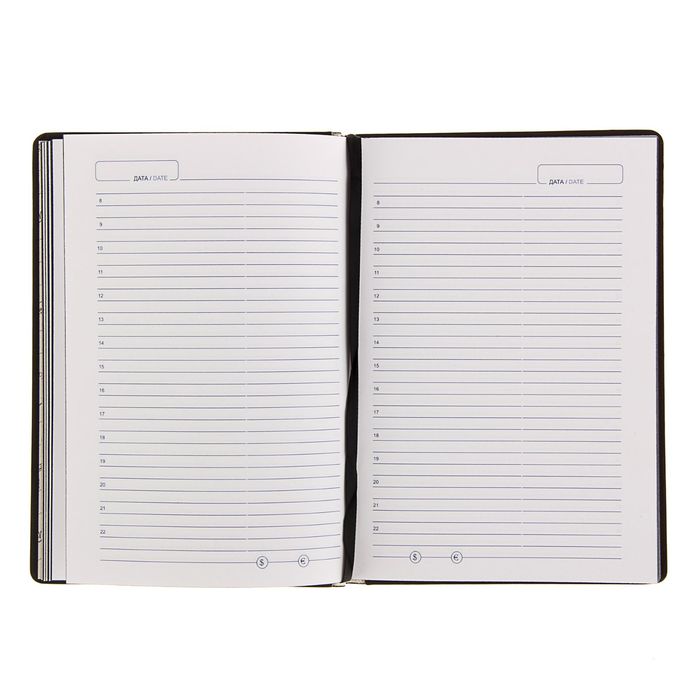 Ежедневник недатированный А5, 288 листов Maestro de Tiempo Leo темный кожзам, черный рез