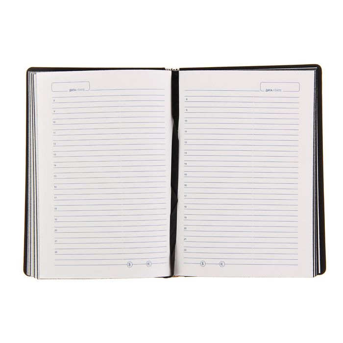 Ежедневник недатированный А5, 288 листов Maestro de Tiempo Leo светлый кожзам, черный рез